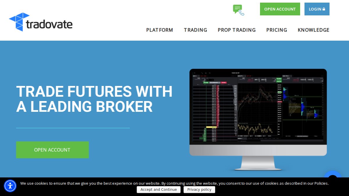 Screenshot of tradovate.com interface