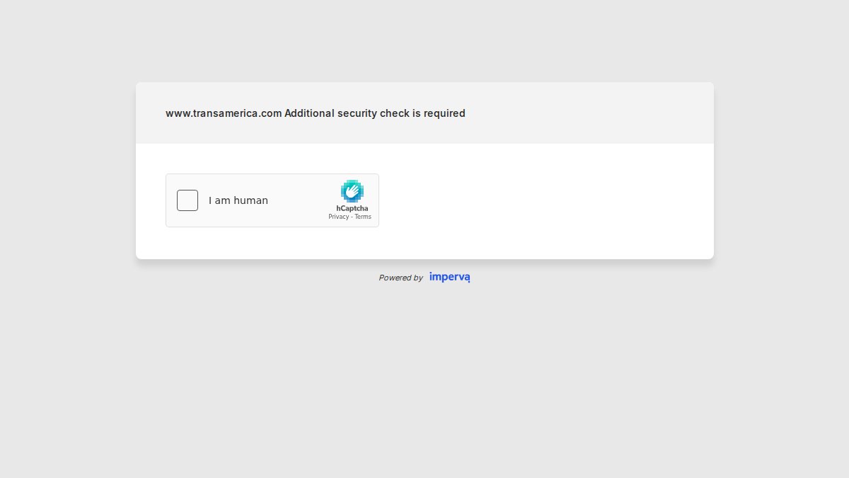 Screenshot of transamerica.com interface