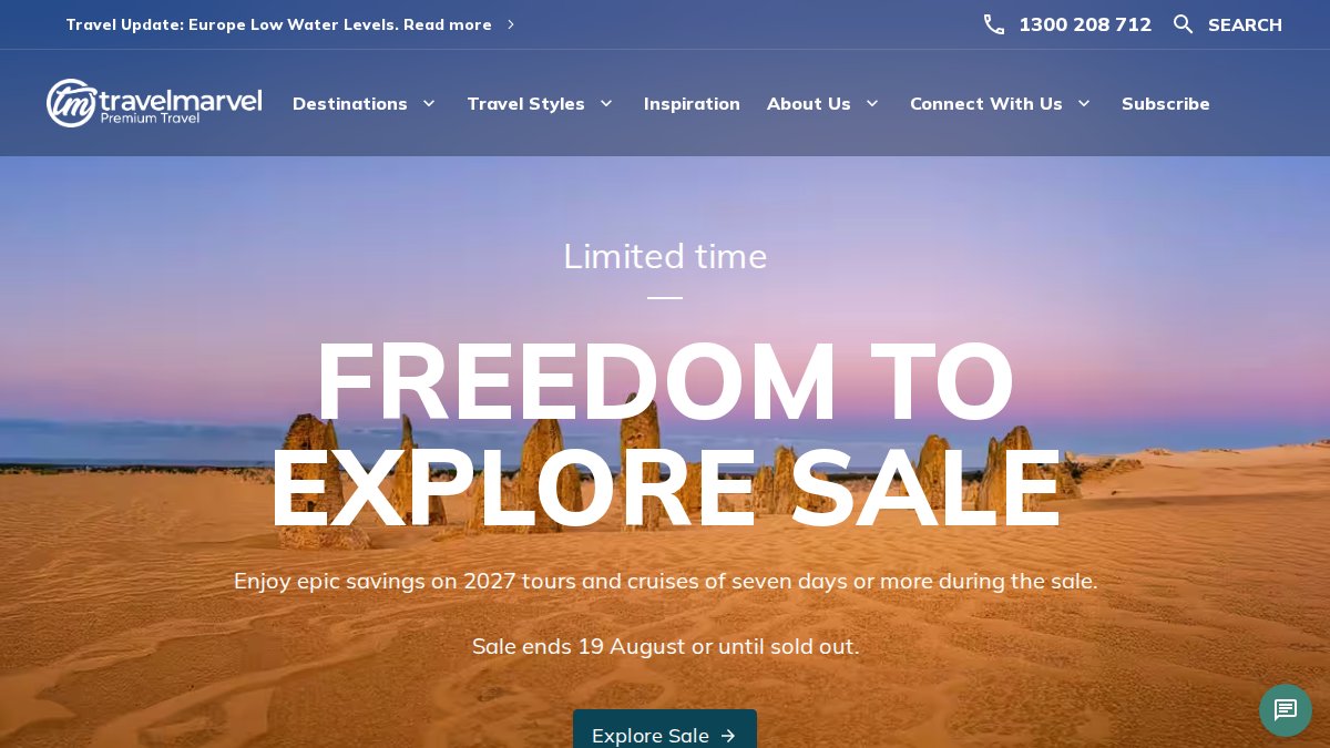 Screenshot of travelmarvel.com.au interface