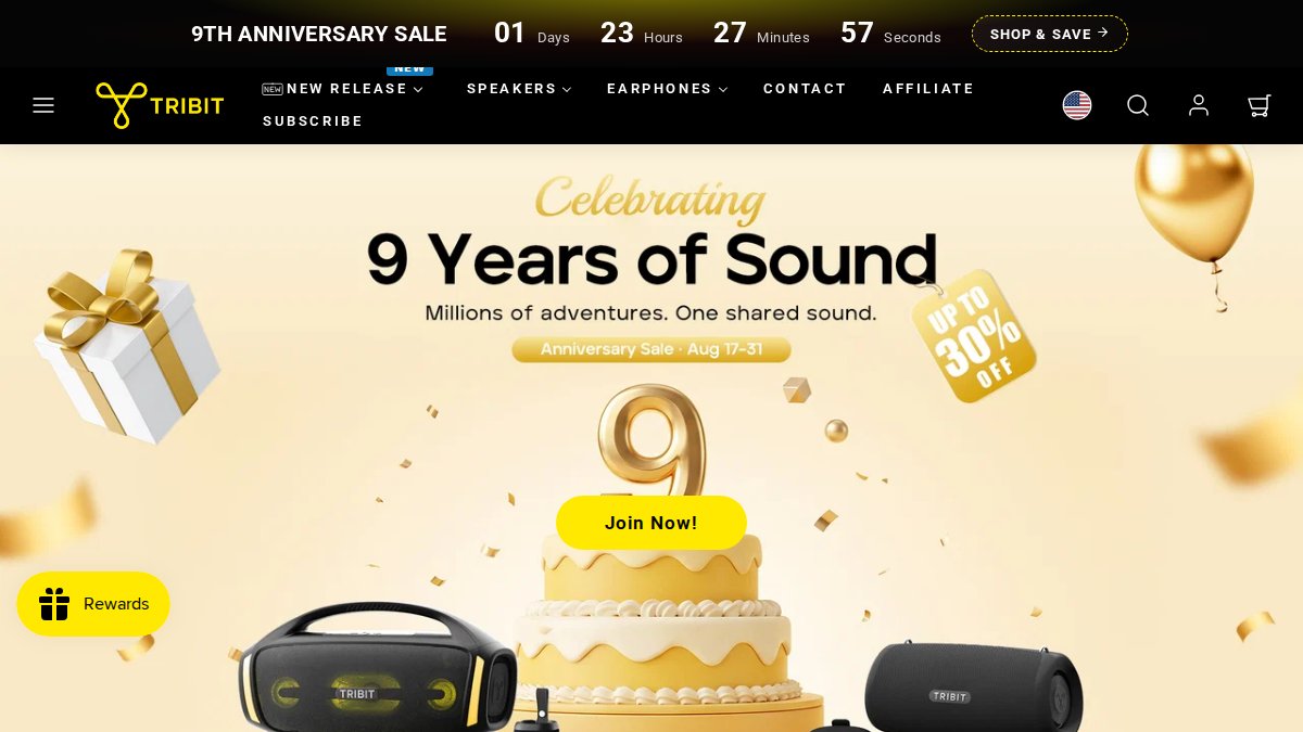 Screenshot of tribit.com interface