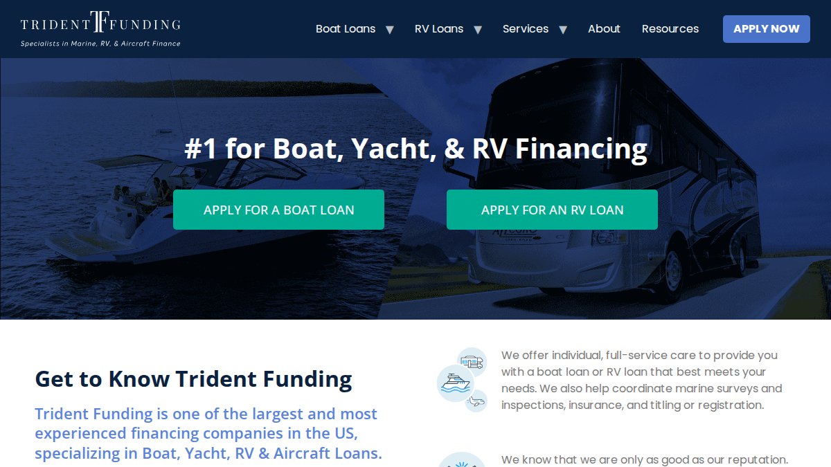 Screenshot of tridentfunding.com interface