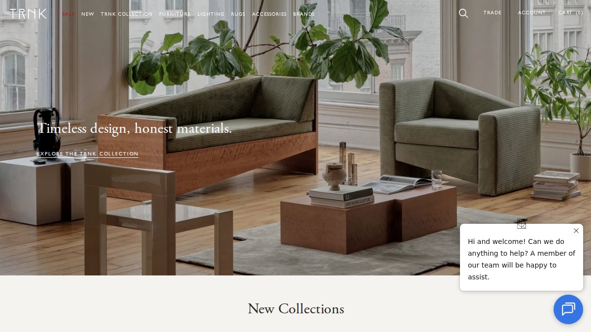 Screenshot of trnk-nyc.com interface