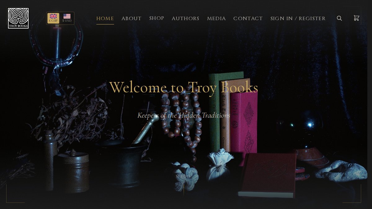 Screenshot of troybooks.co.uk interface