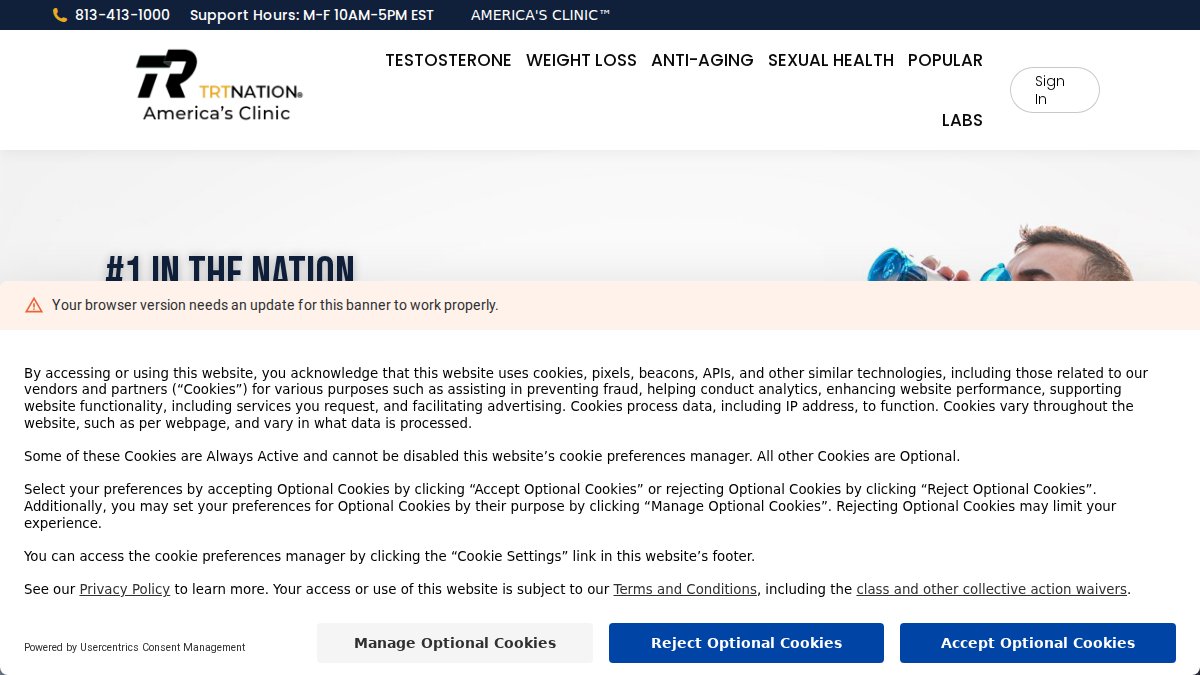Screenshot of trtnation.com interface