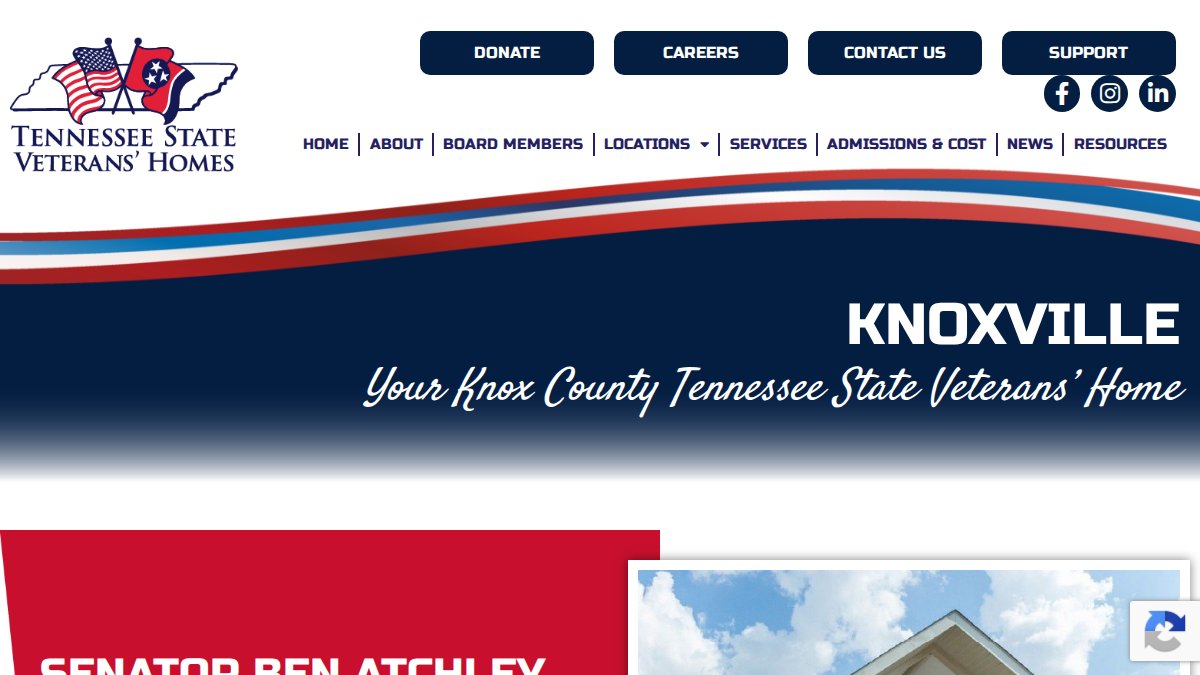 Screenshot of Knoxville page on tsvh.org