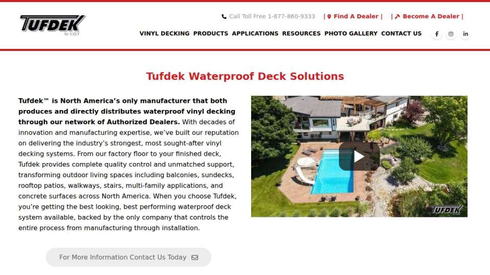 Screenshot of tufdek.com interface