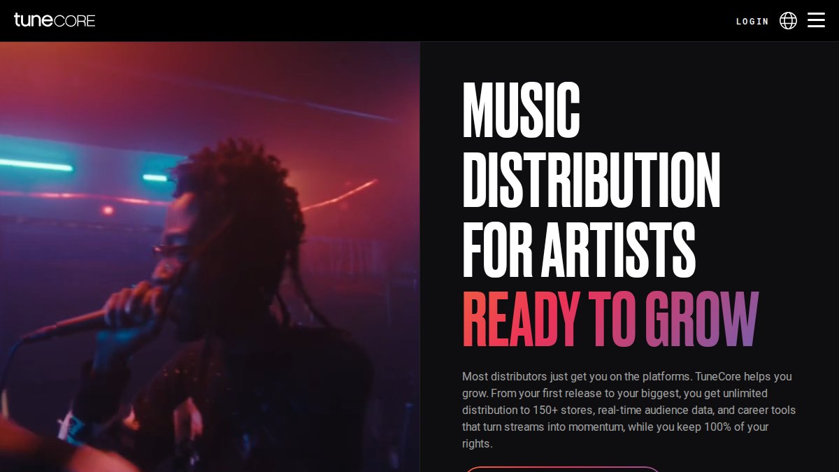 Screenshot of tunecore.com interface