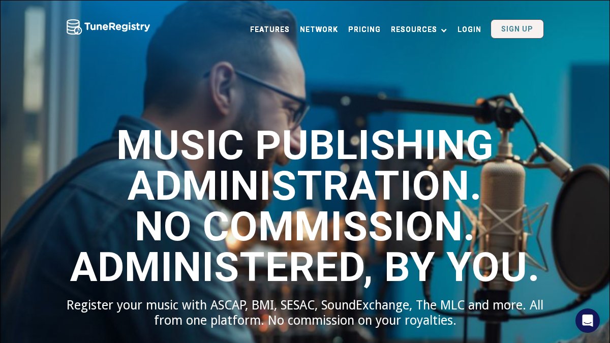 Screenshot of tuneregistry.com interface