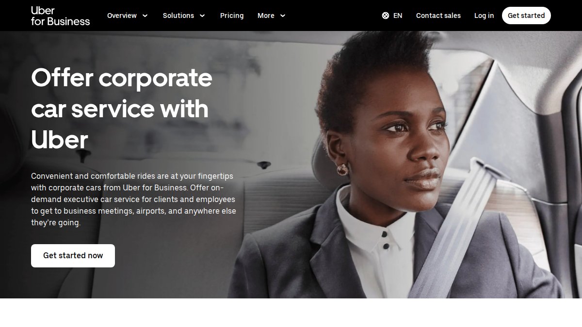 Screenshot of Corporate page on uber.com