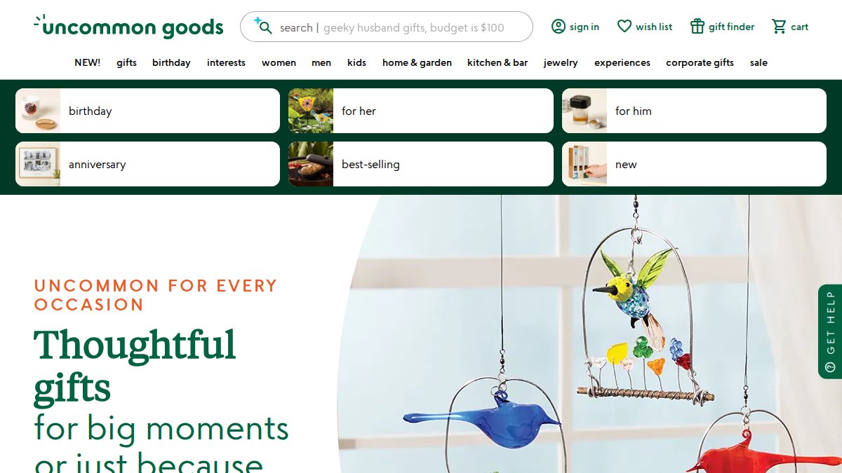 Screenshot of uncommongoods.com interface