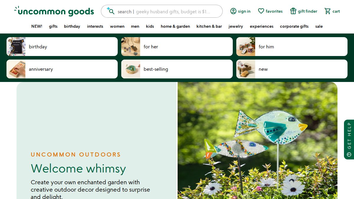 Screenshot of uncommongoods.com interface