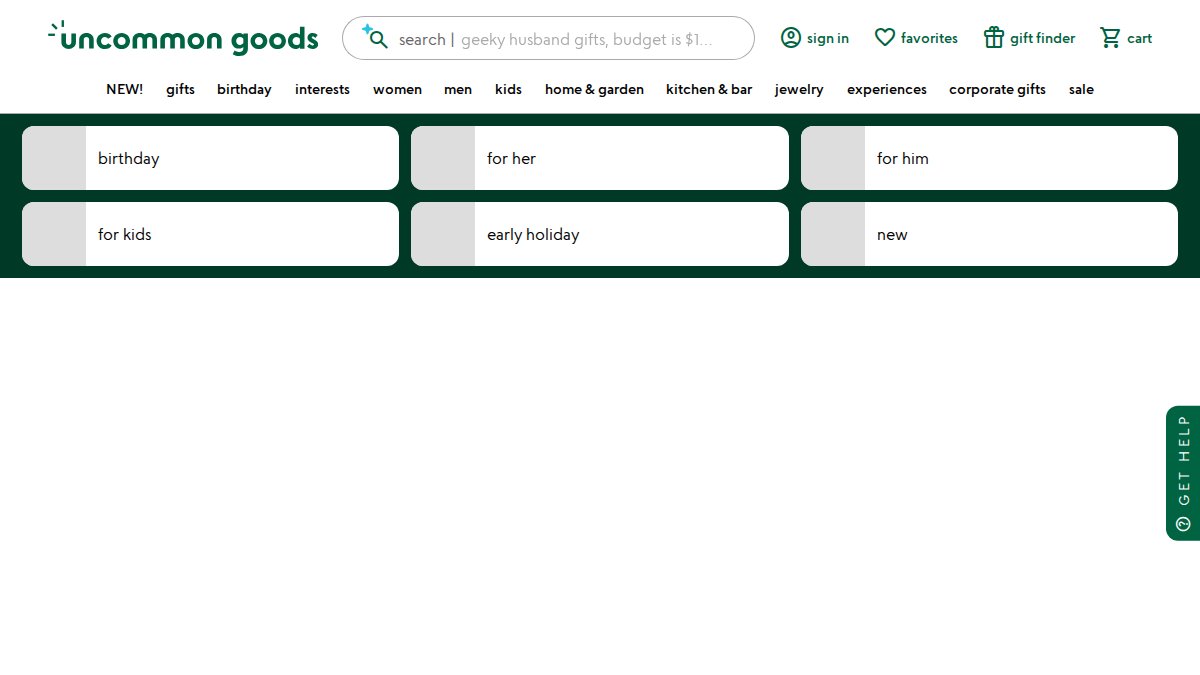 Screenshot of uncommongoods.com interface