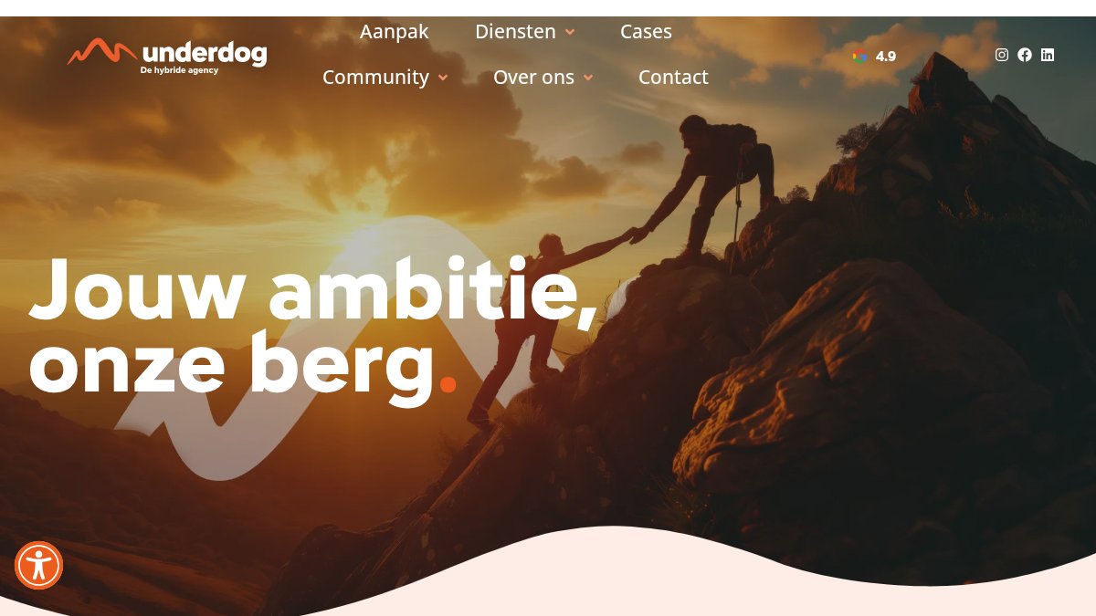 Screenshot of underdog.nl interface