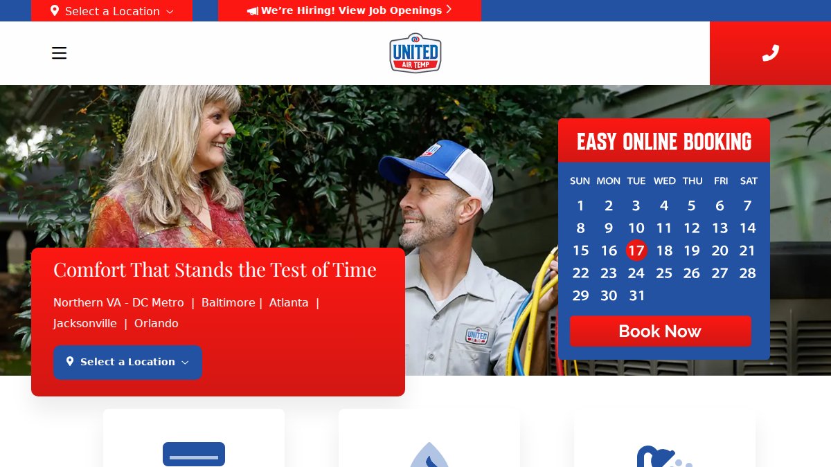 Screenshot of unitedairtemp.com interface