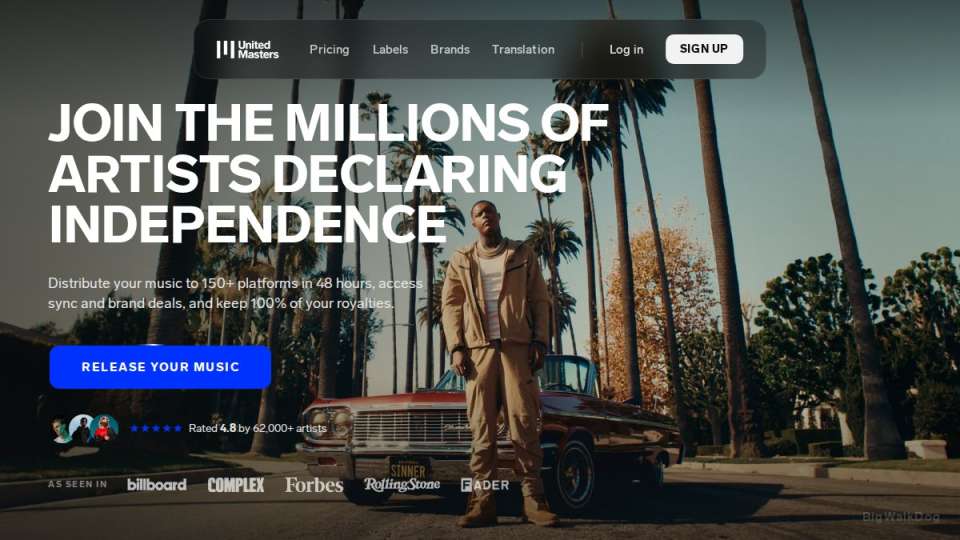 Screenshot of unitedmasters.com interface