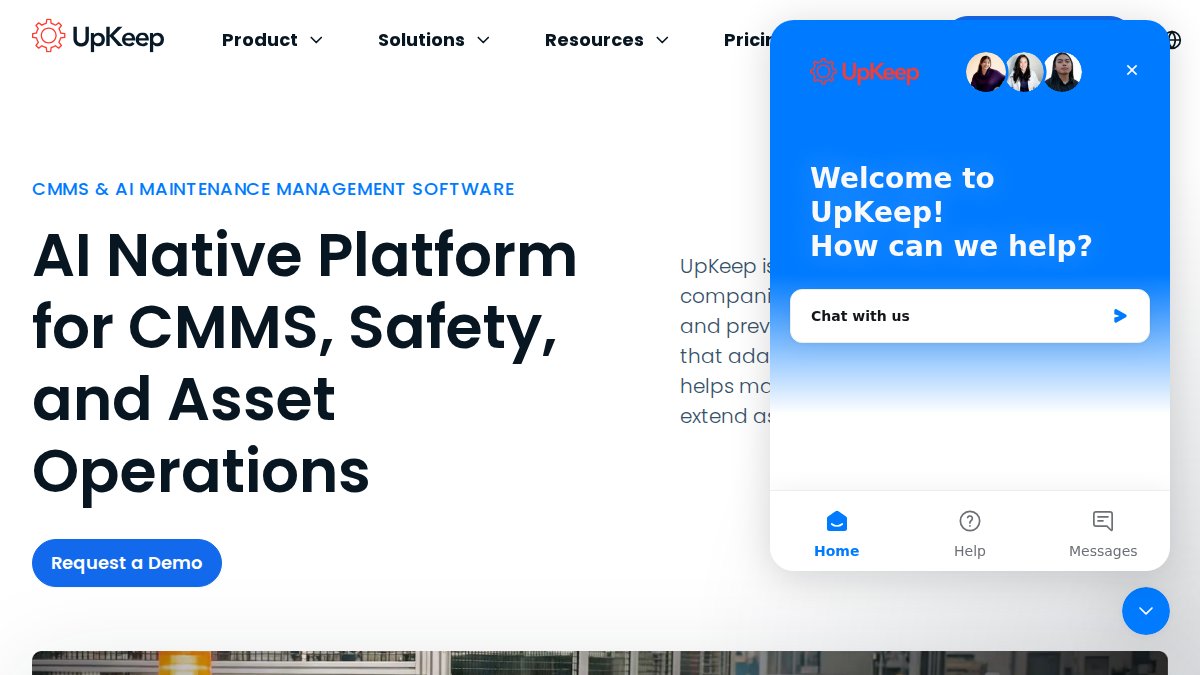 Screenshot of upkeep.com interface
