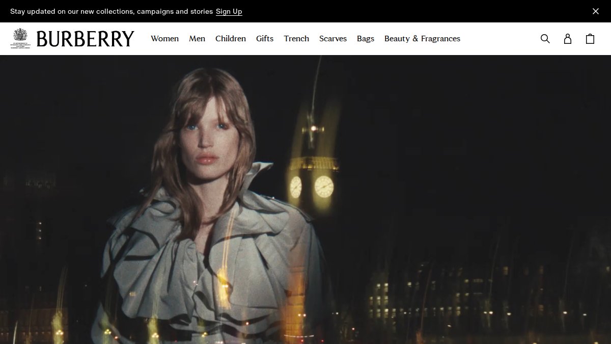 Screenshot of us.burberry.com interface