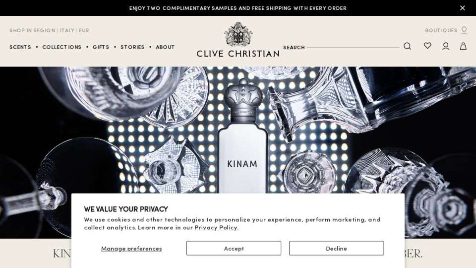 Screenshot of us.clivechristian.com interface