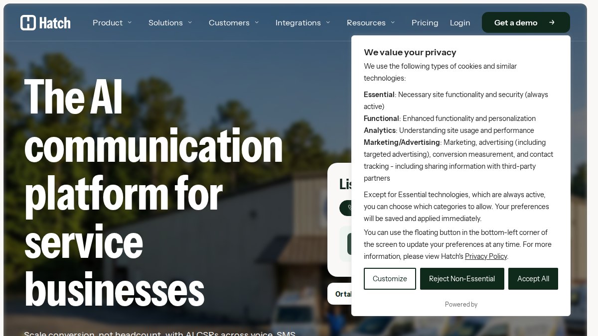 Screenshot of usehatchapp.com interface