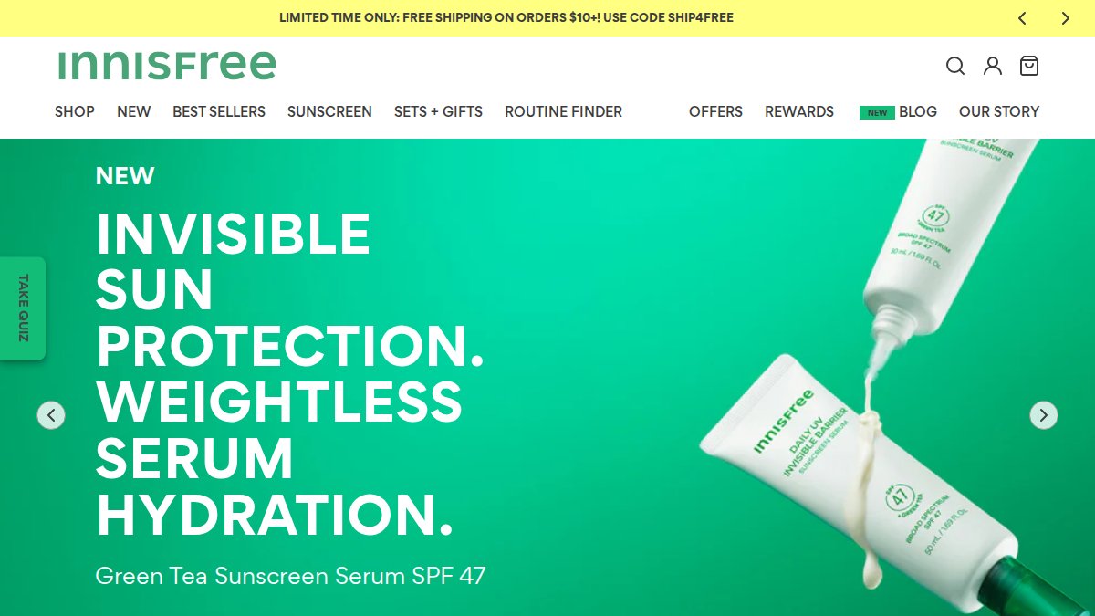Screenshot of us.innisfree.com interface