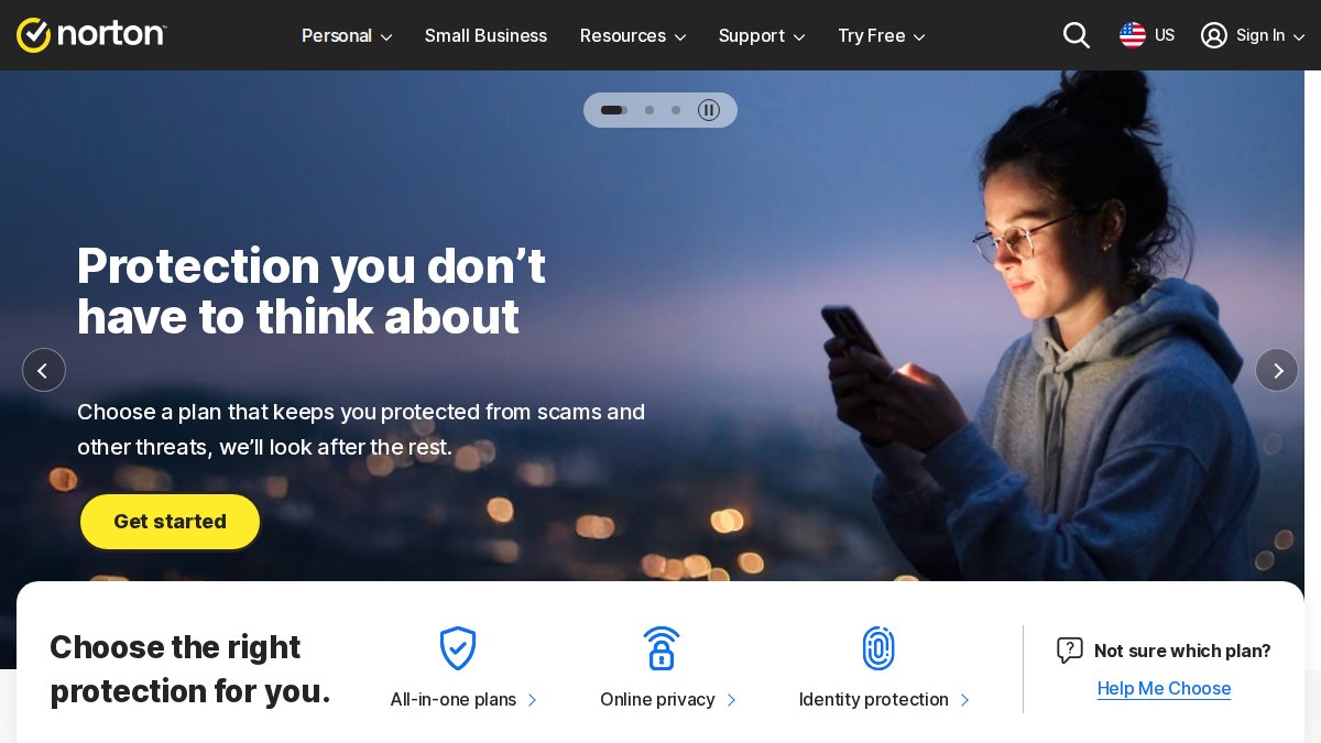 Screenshot of us.norton.com interface