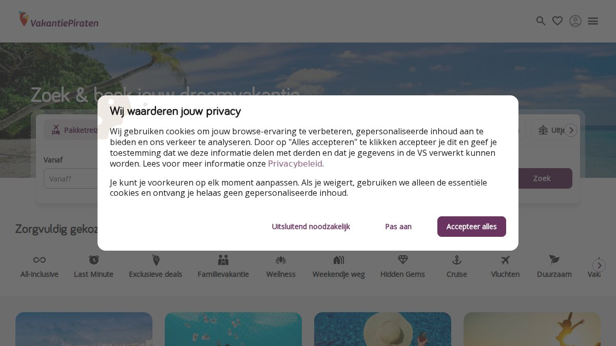 Screenshot of vakantiepiraten.nl interface