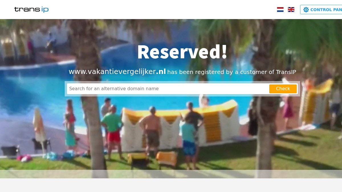 Screenshot of vakantievergelijker.nl interface