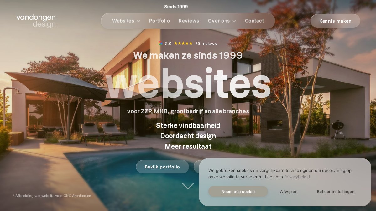 Screenshot of vandongendesign.nl interface
