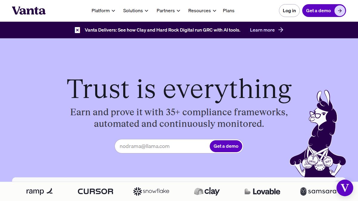 Screenshot of vanta.com interface