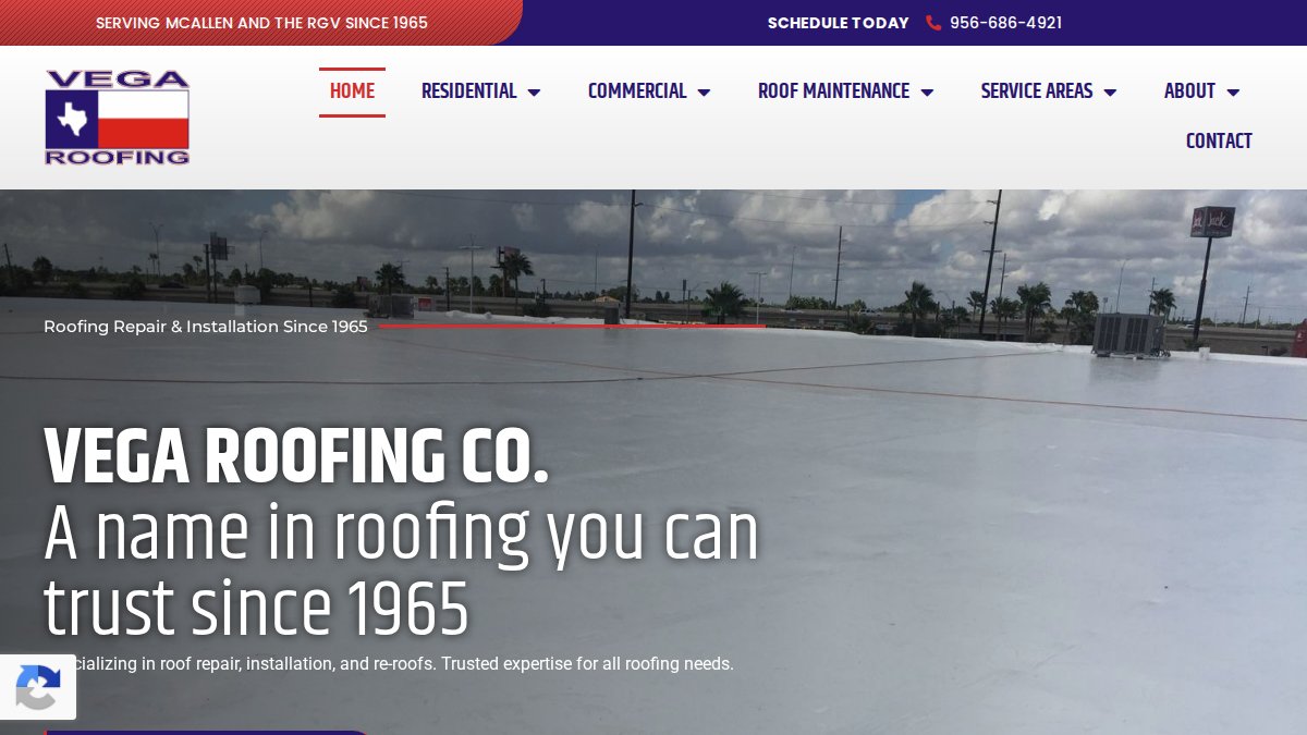 Screenshot of vegaroofing.com interface