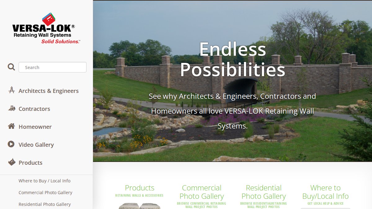 Screenshot of versa-lok.com interface