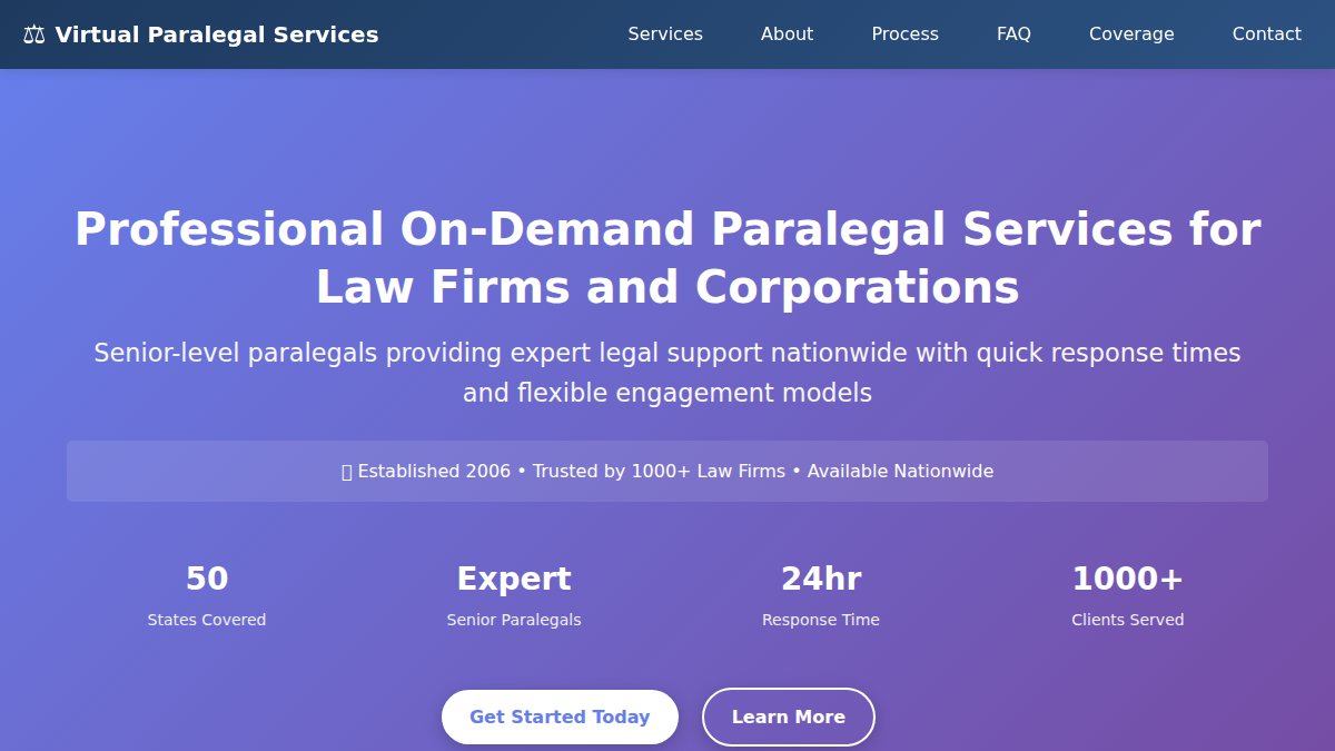 Screenshot of virtualparalegalservices.net interface