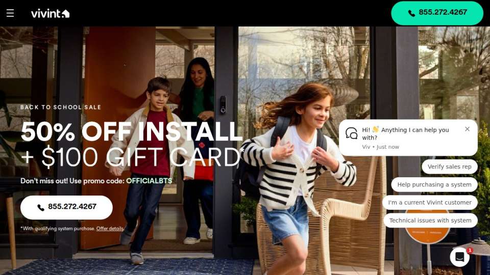 Screenshot of vivint.com interface