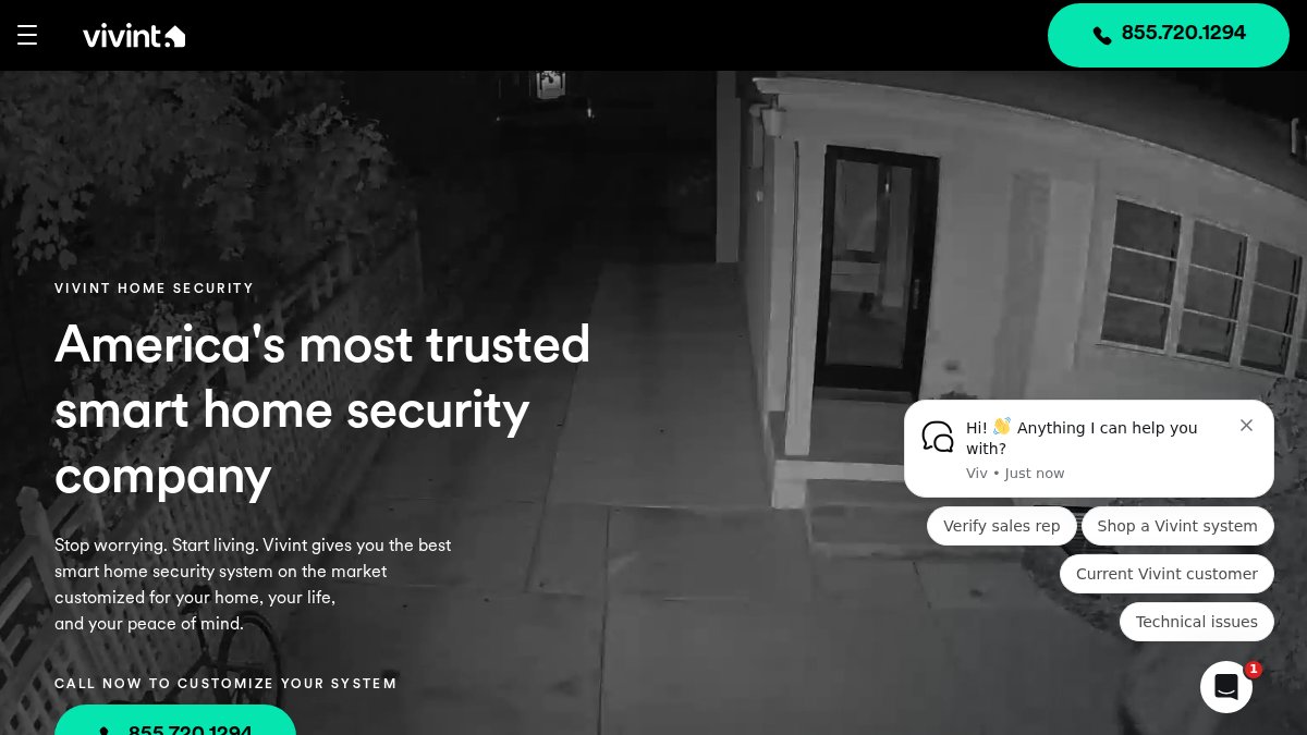 Screenshot of vivint.com interface