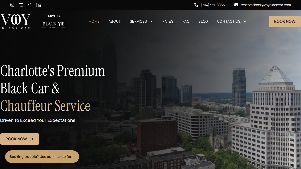 Screenshot of voyblackcar.com interface