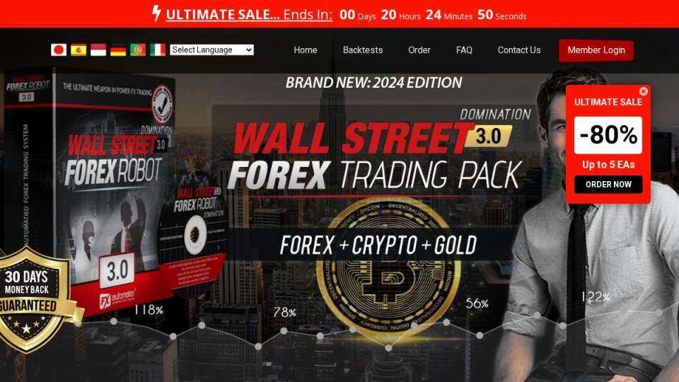 Screenshot of wallstreet-forex.com interface