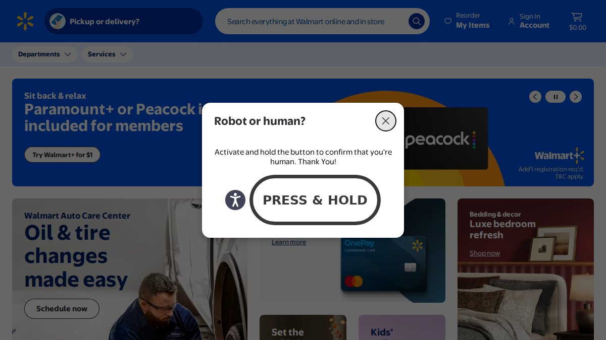 Screenshot of walmart.com interface