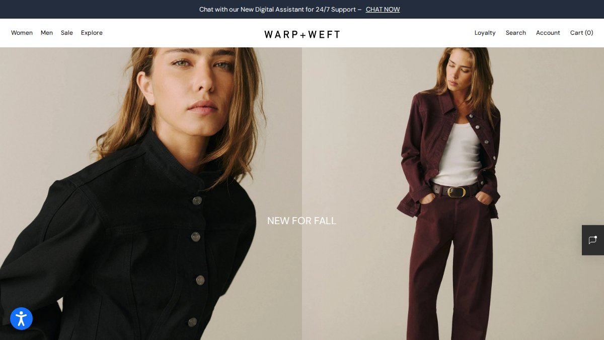 Screenshot of warpweftworld.com interface