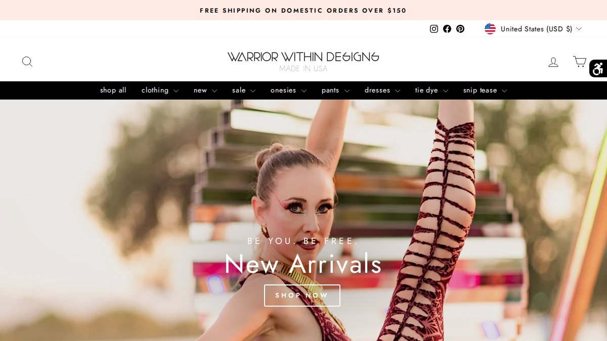 Screenshot of warriorwithindesigns.com interface