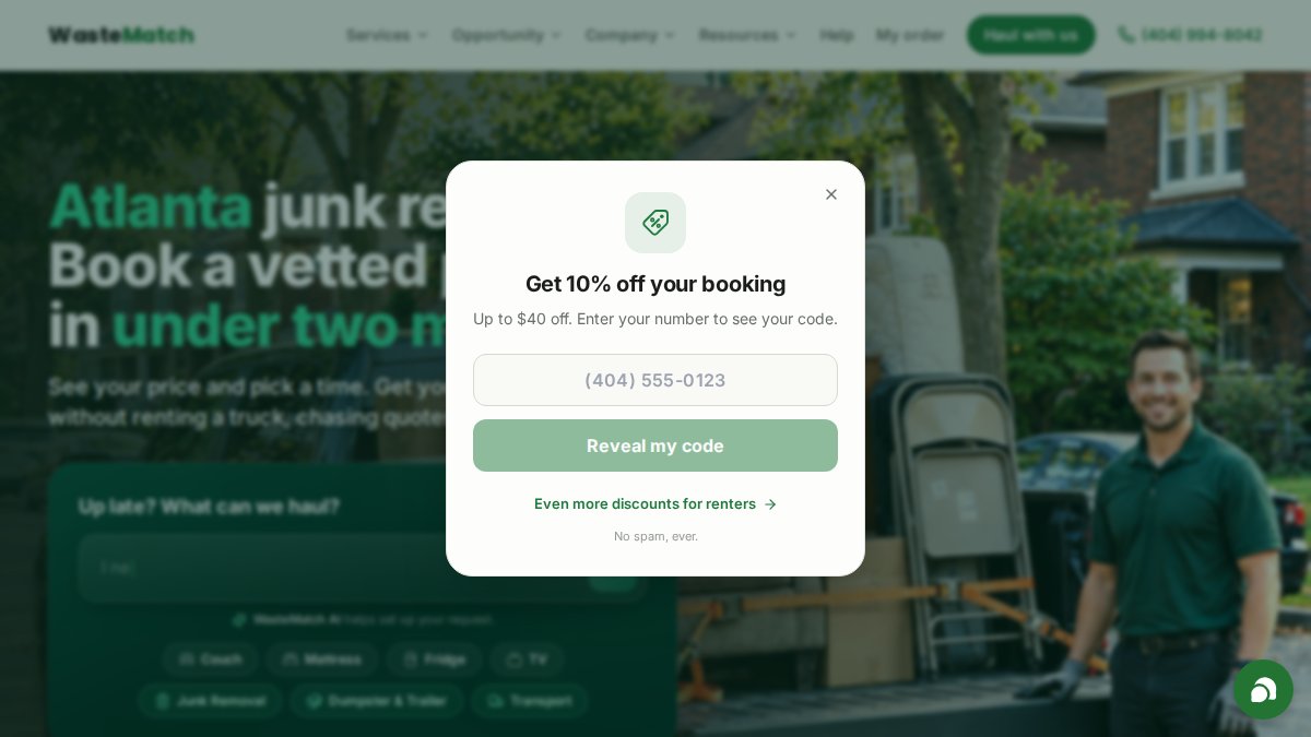 Screenshot of wastematch.com interface