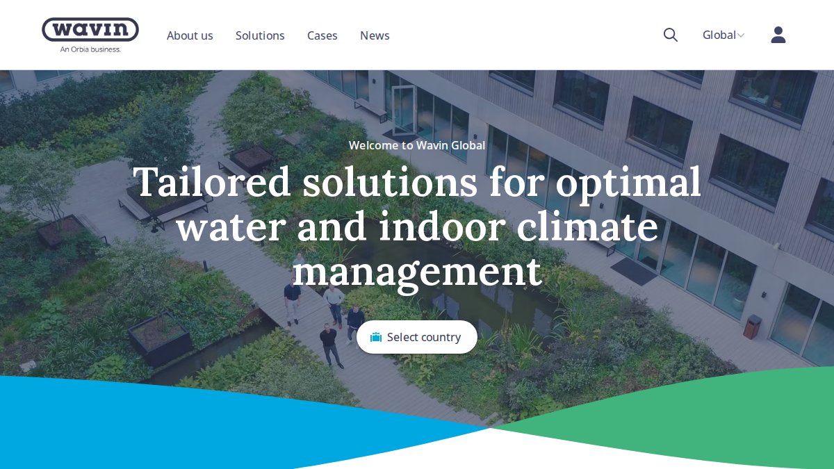 Screenshot of wavin.com interface