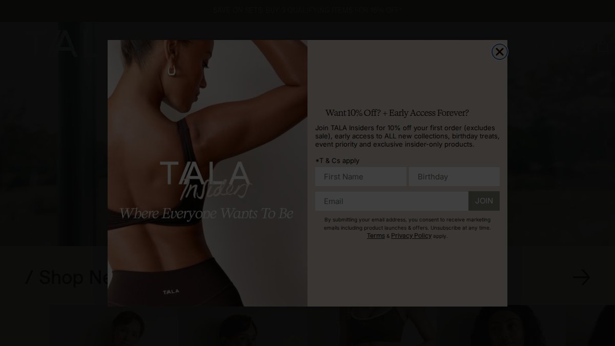 Screenshot of wearetala.com interface