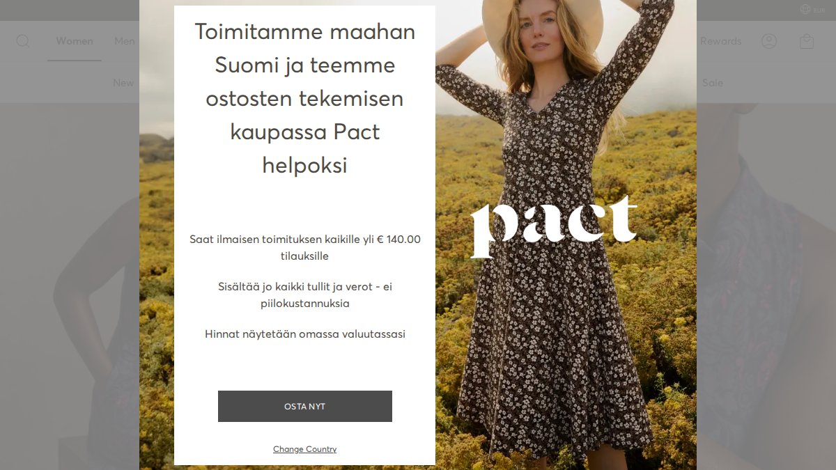 Screenshot of wearpact.com interface