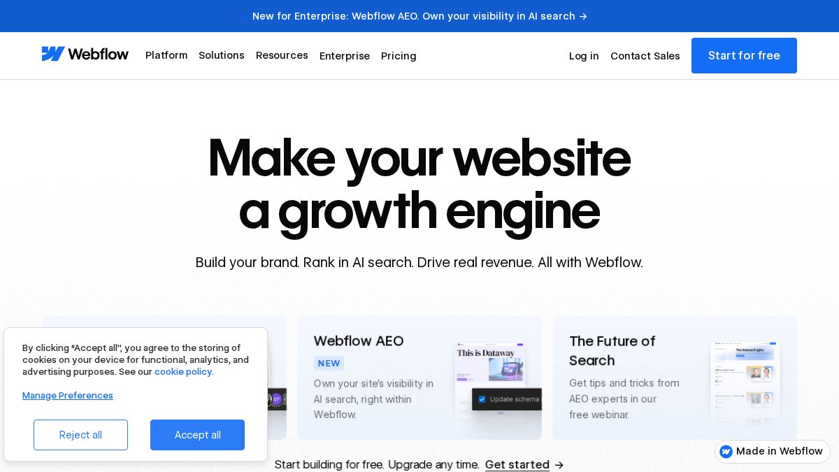 Screenshot of webflow.com interface