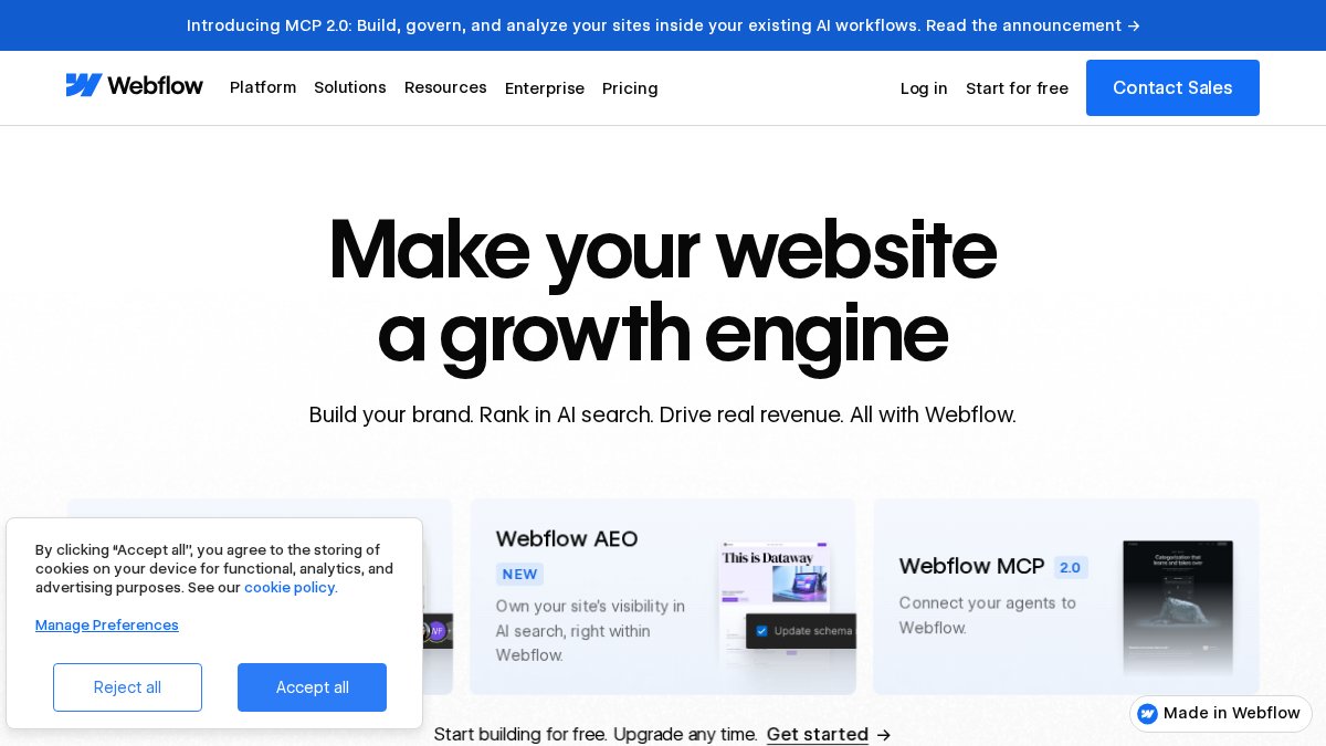 Screenshot of webflow.com interface