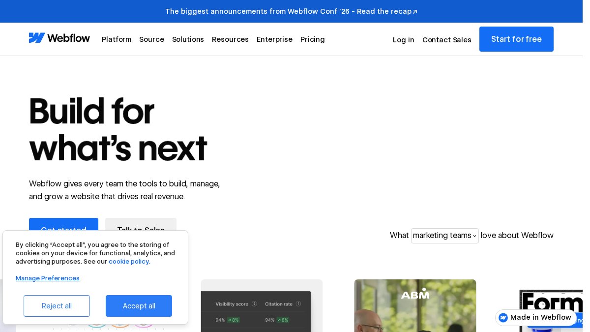 No Code Website Builder for Beginners: 7 Easy Picks Screenshot of webflow.com interface