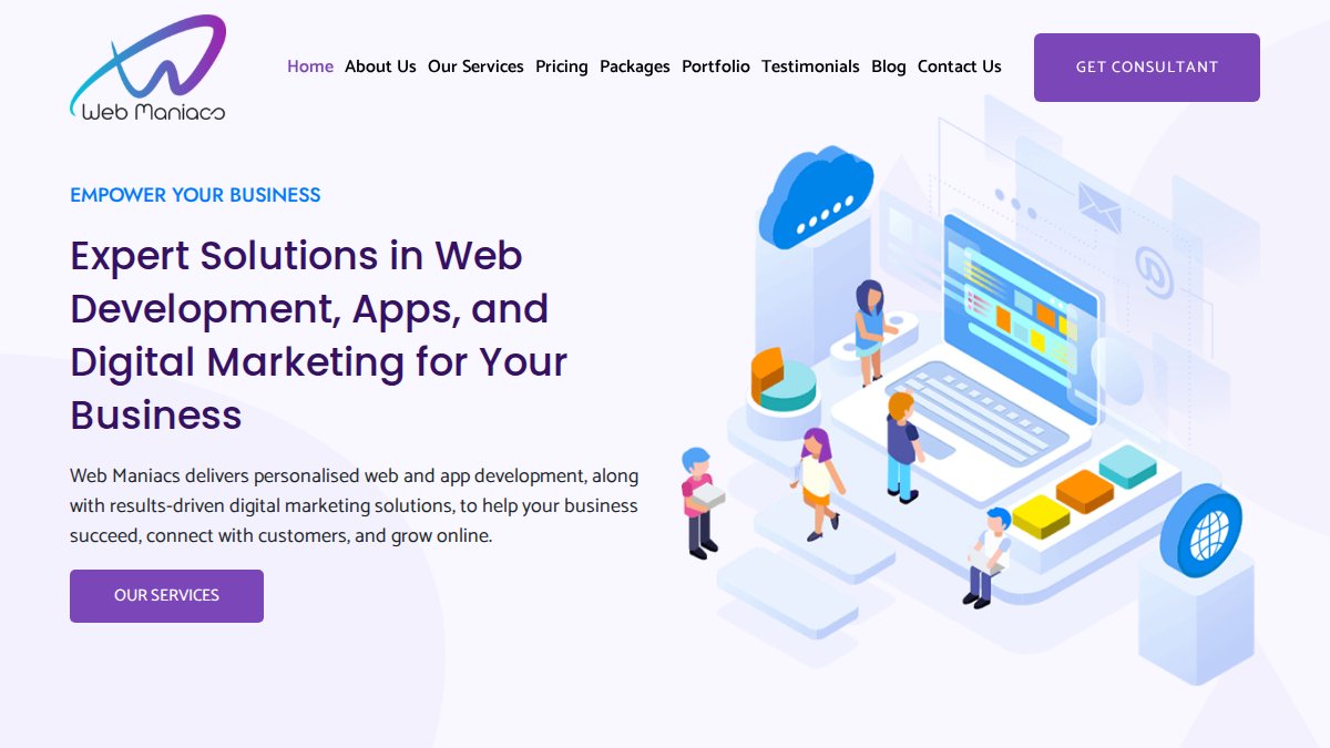 Screenshot of webmaniacs.co.nz interface