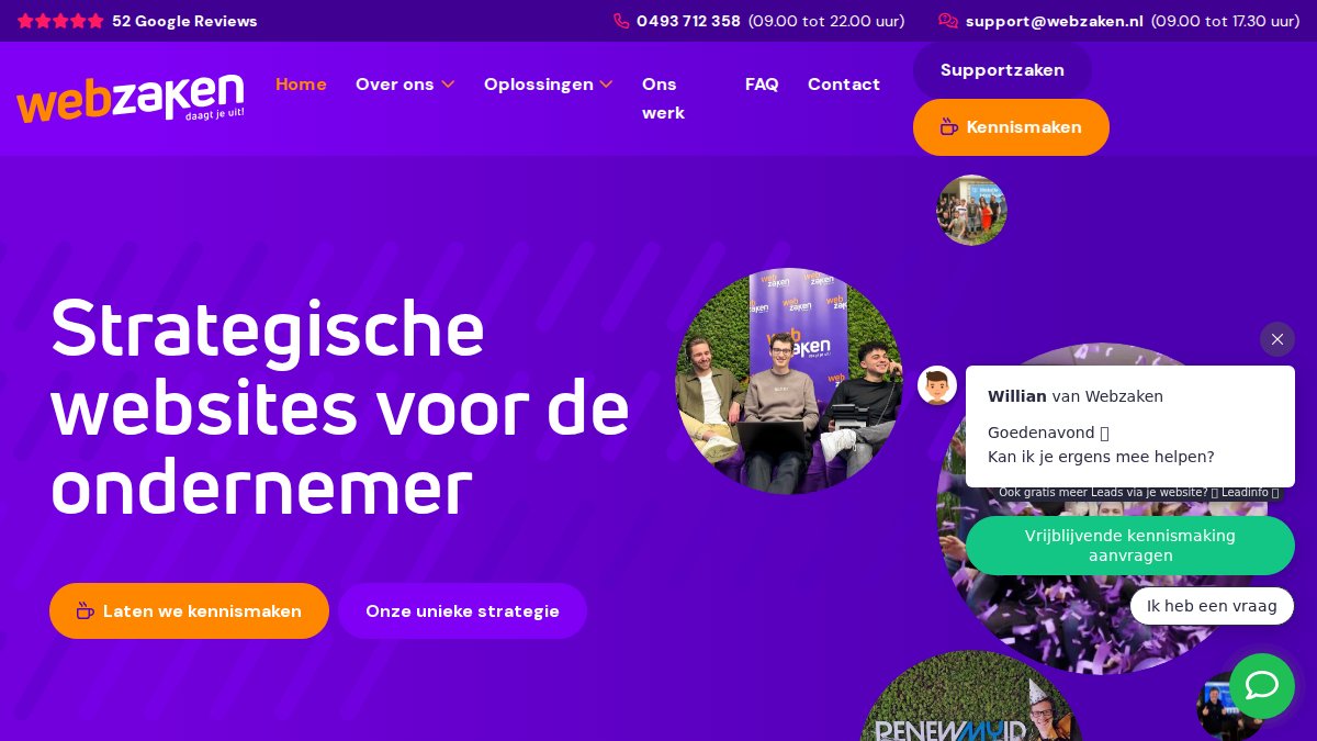 Screenshot of webzaken.nl interface
