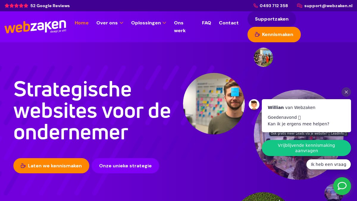 Screenshot of webzaken.nl interface