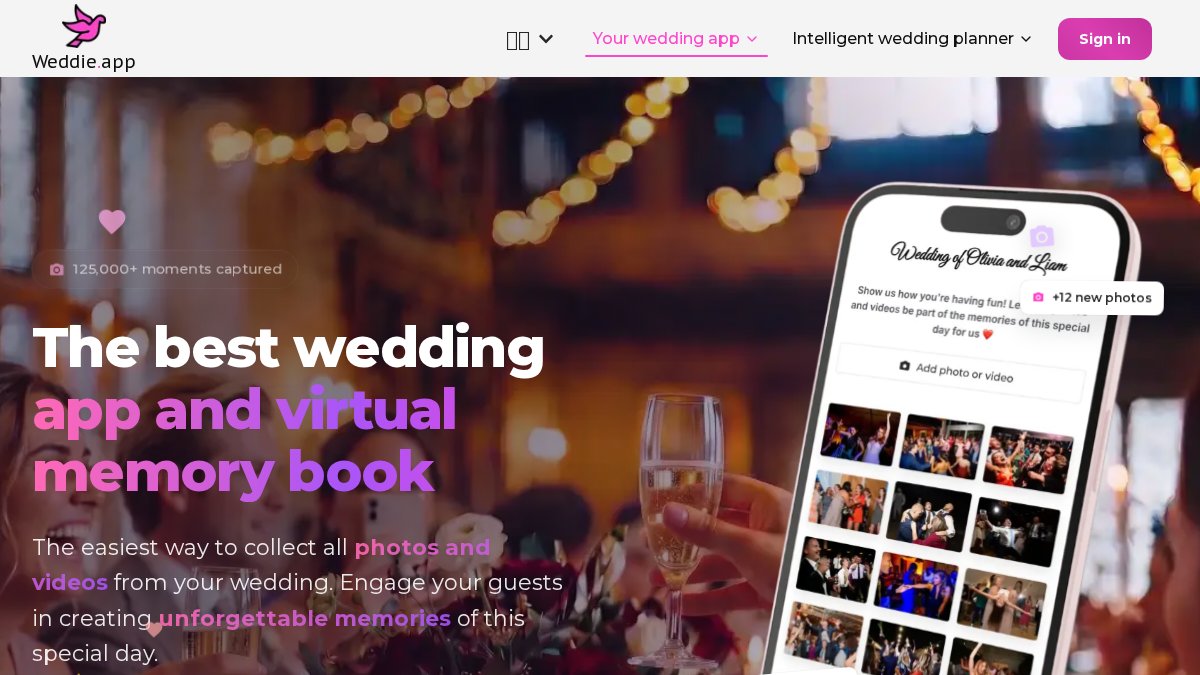 Screenshot of weddie.app interface